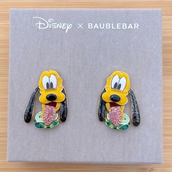 Brand New Disney x BaubleBar Pluto Sparkly Dog Post Earrings Bloodhound Colorful - Picture 1 of 10